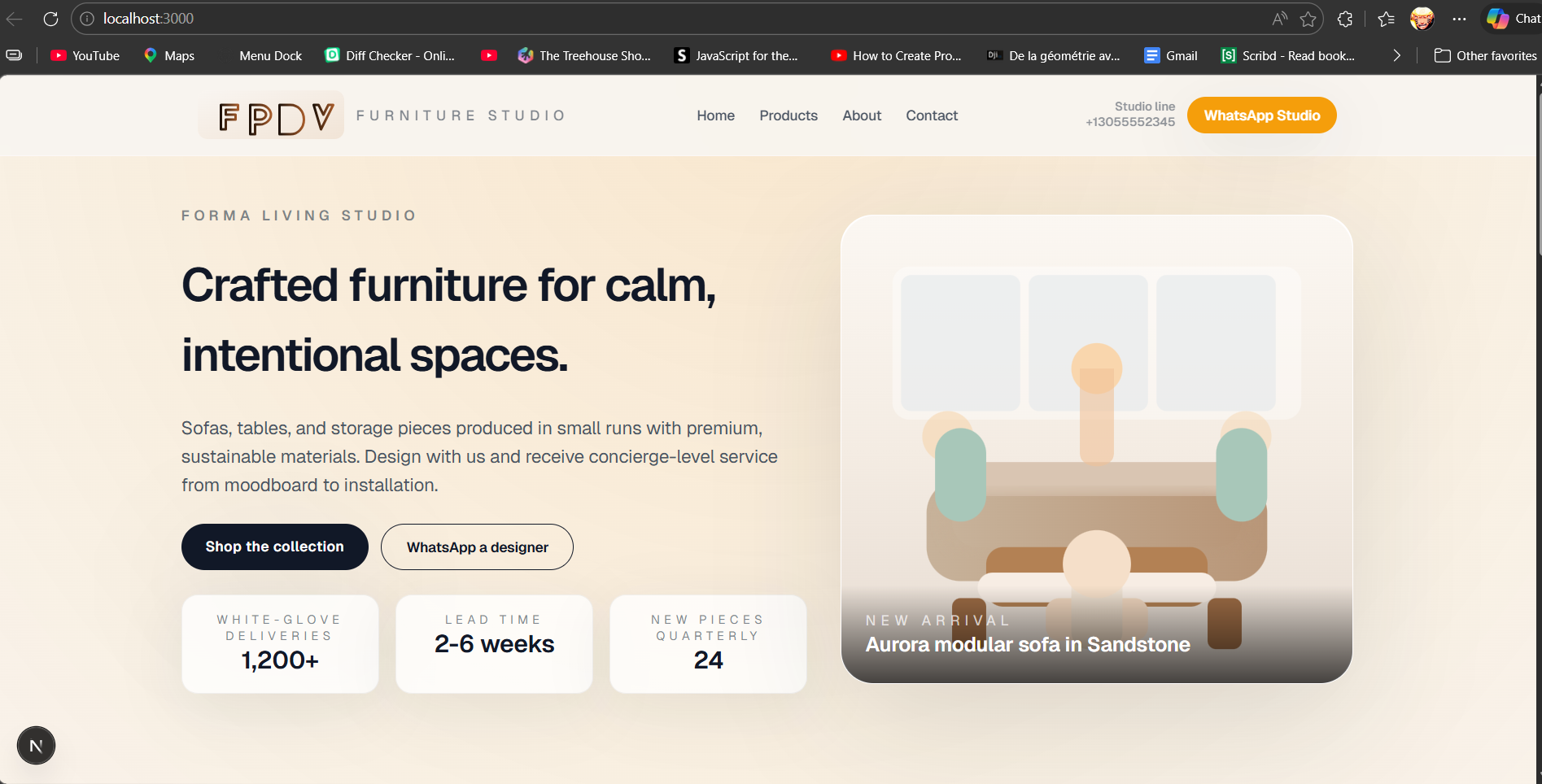 Furniture landing page preview